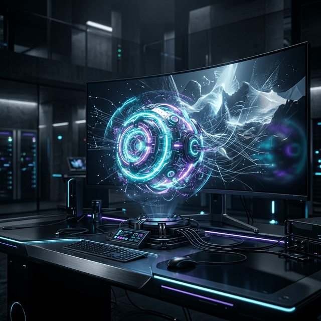 Person generating AI images on a laptop